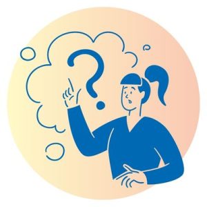 Illustration of someone asking a question with a thought bubble and question mark
