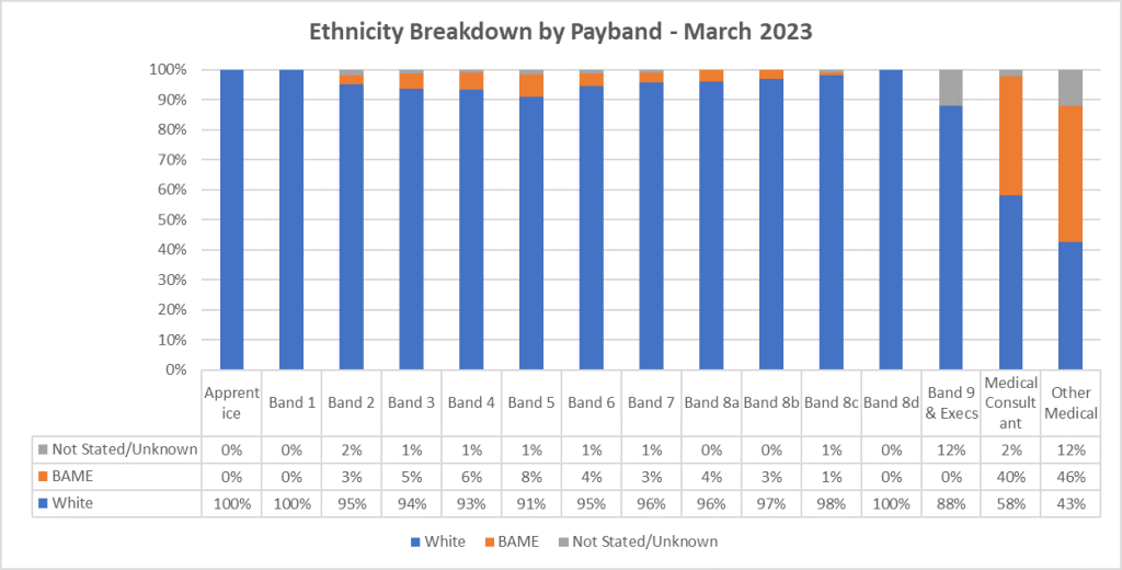 Ethnicity Breakdown by Payband - March 2023