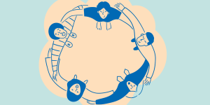 Illustration of a happy team