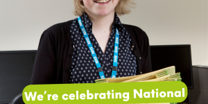 An image of a person with the wording "We're celebrating National Supported Internship Day!"