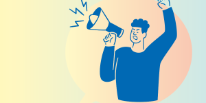 NHS trust seeks governors image showing a person talking through a megaphone