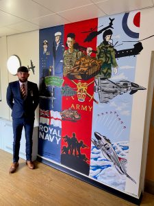 Mikey with artwork on ward