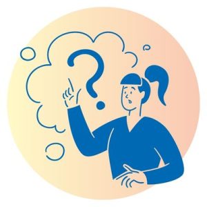 Illustration of someone asking a question with a thought bubble and question mark
