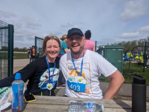 Helen Cooke (left) and Russell Smith (right) at TEWV 10k event