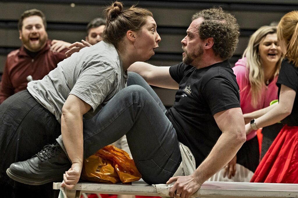 Helen Spencer and colleagues in rehearsal for Les Miserables.