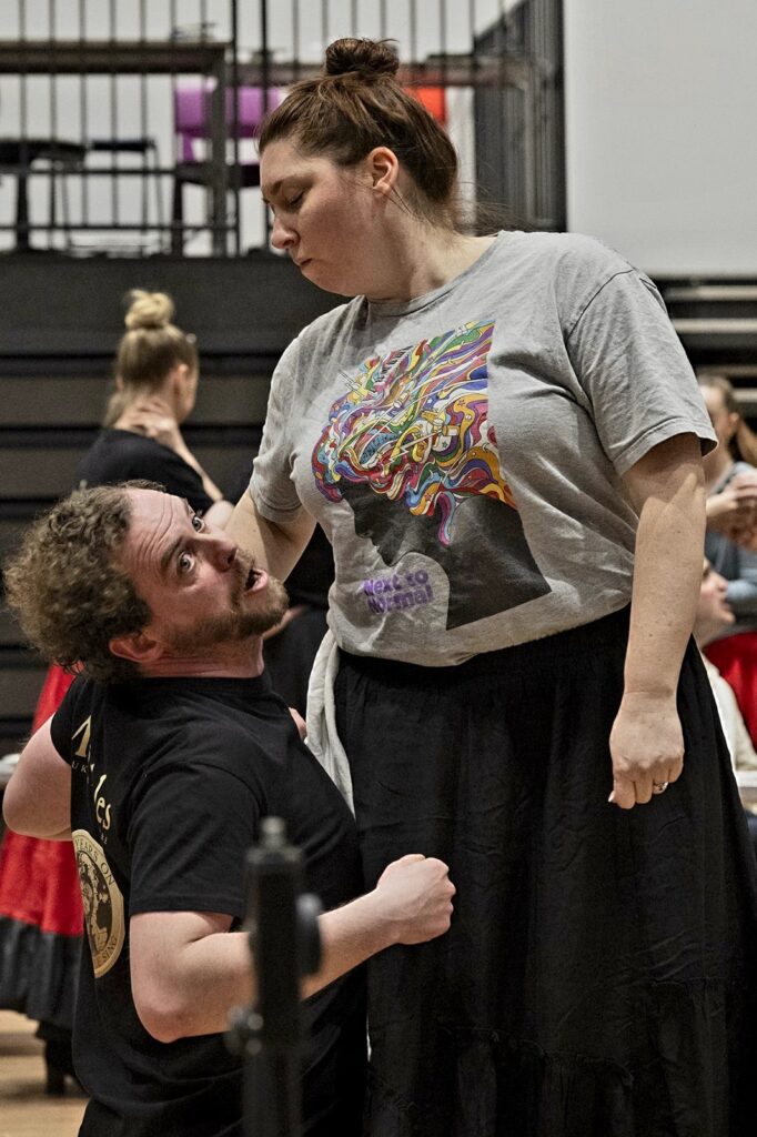 Helen Spencer and colleague in rehearsal for Les Miserables.