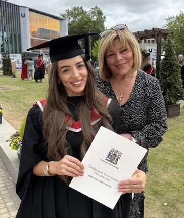 Christine Turner - who is retiring after 50 years in the NHS - with her niece Rebecca, who has just graduated as a nurse.