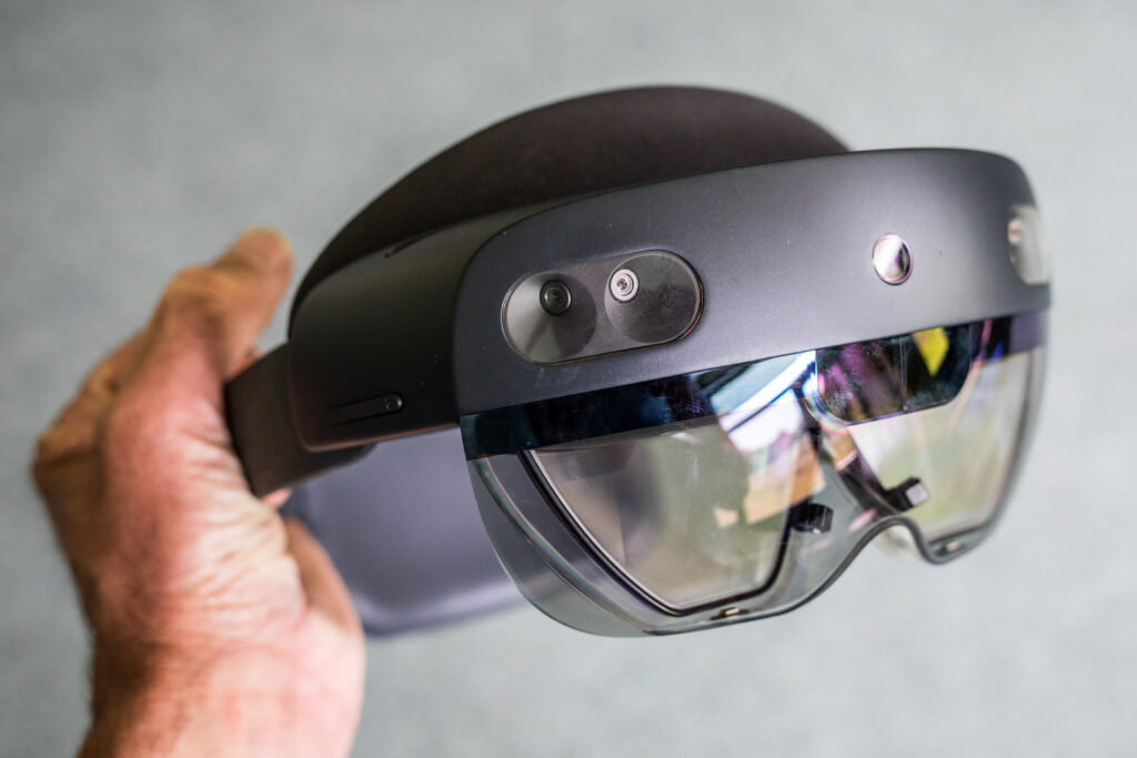 A photograph of the Augmented Reality (AR) headset