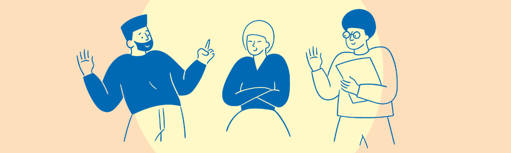 Illustration of three people talking