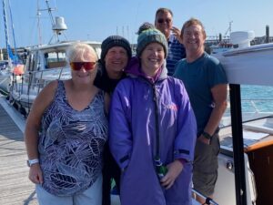 Marie-Helene and her swim support crew in Jersey