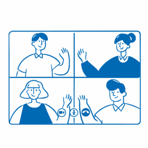 Illustration of people on digital meeting