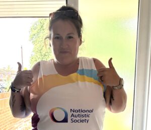 Sarah in her GNR vest supporting the National Autistic Society
