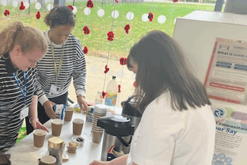 The health facilitation team at a previous Health Café: Catherine Connor, DVY ALD Nurse, Health facilitation team, Lisa Boyer, Learning disability primary care link worker for Eston PCN and Tees, Esk and Wear Valleys NHS Foundation Trust, Louise Redpath, DVT learning disability Transition Nurse