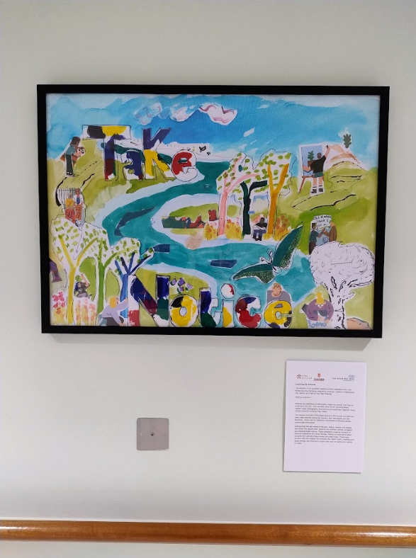 Artwork of a river and wildlife created by patients at Foss Park Hospital