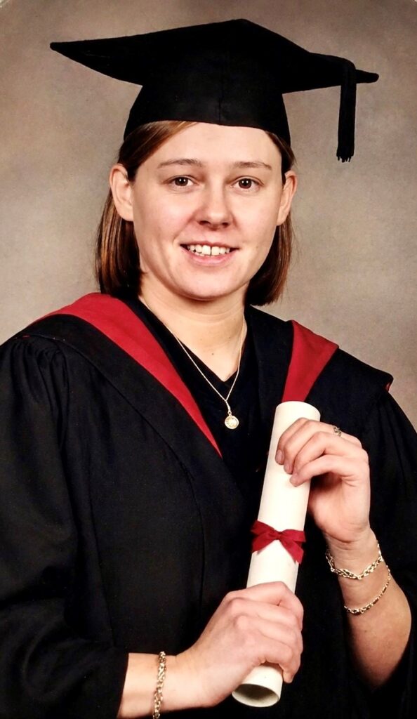 Julia pictured when she graduated as a nurse.
