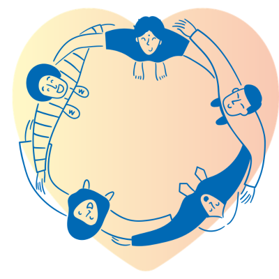 Illustration of people holding hands in a circle