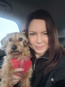 Heidi Paylor with her dog, Blanche