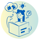 Illustration of woman reading and getting inspiration