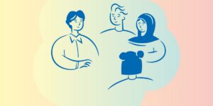 illustration of a group of people in a circle talking