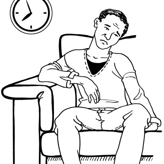 Easy read image showing a fed up man