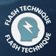 Logo for the Flash Technique. A head with a lightning flash in it