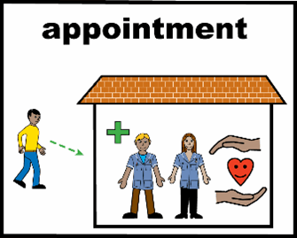 picture of nurses inside a building with a green cross and a person walking towards it.