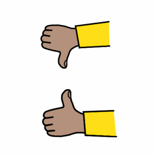 illustration of someone with their thumb up and thumb down