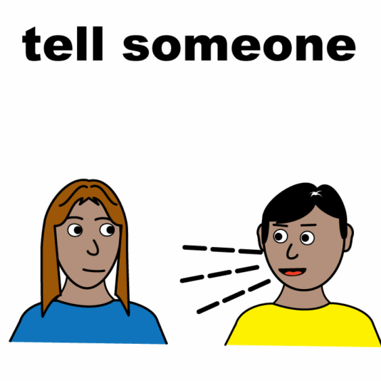 illustration of a person speaking to another person