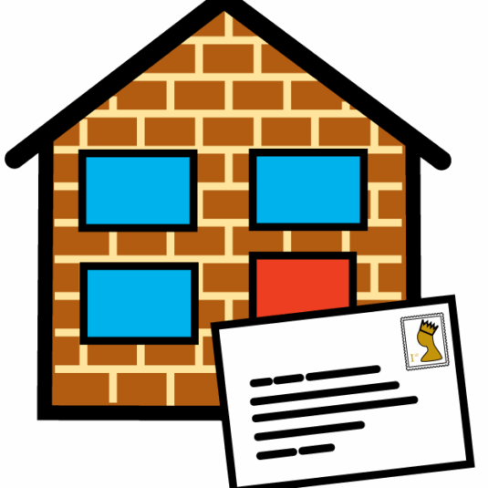 picture of a house and a letter