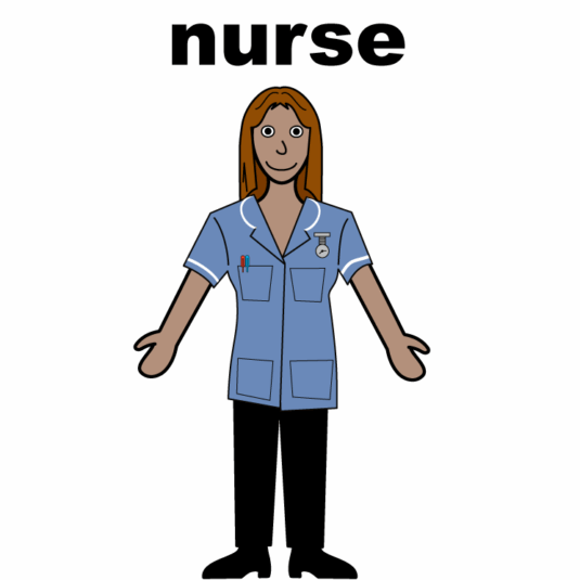 illustration of a lady in a blue nurse uniform