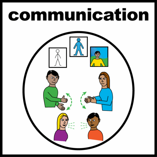 illustrations of people speaking to each other