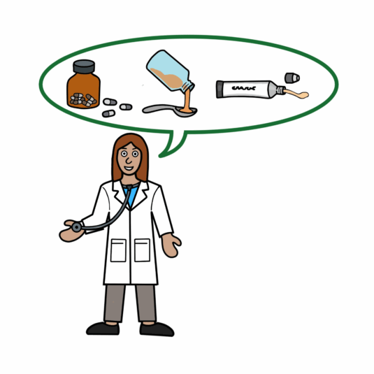 illustration of a doctor in a white coat with medication