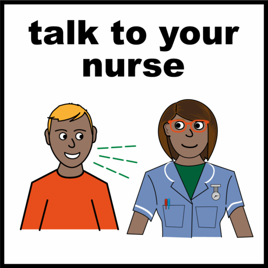 illustration of a man talking to a nurse