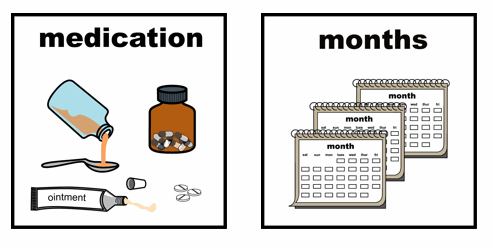 illustration of medication with images of calendars