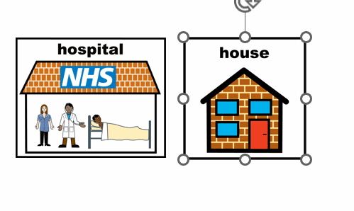 picture of a hospital and a house