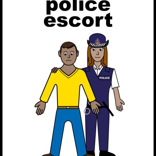 Police escorting a person