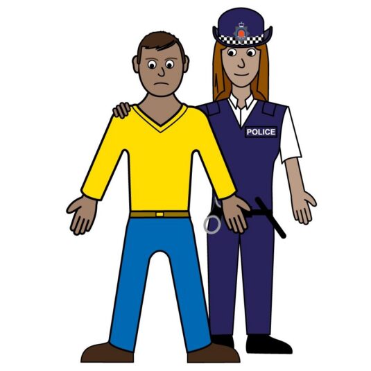 Police escorting a person