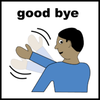 Person waving with words saying 