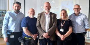 The Ridgeway College team with Richard Hand (left).