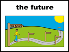 illustration of a person on a path with signs