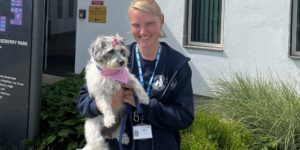 Sophie and Daisy outside Dalesway ward at Roseberry Park