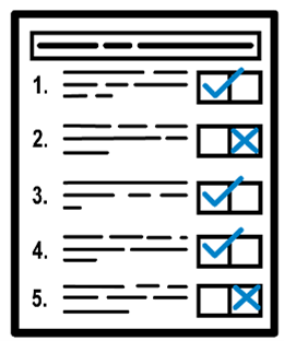 A picture showing a form with boxes checked