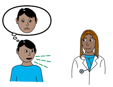 Picture of a person talking to their medicine provider
