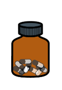 A picture of a bottle of pills