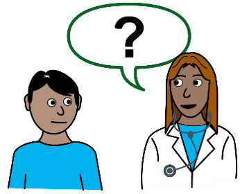 Picture of a medicine provider asking a question