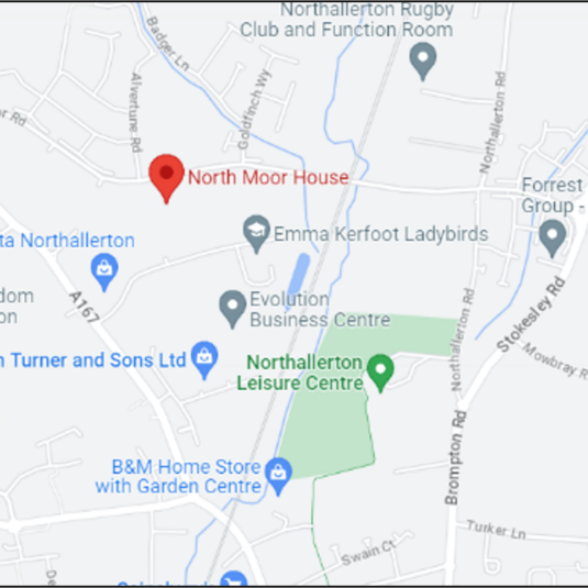 Map showing North Moor House Location