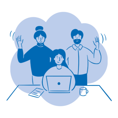 Staff welcoming people illustration